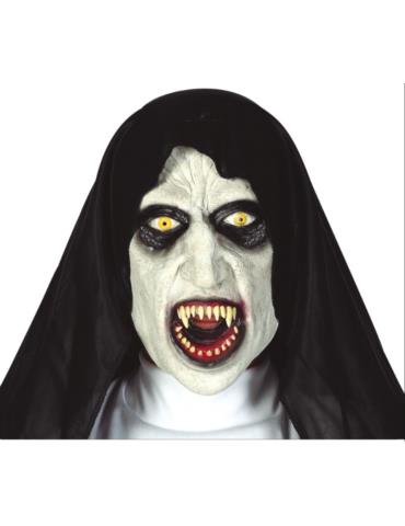 Maska Zakonnica Halloween 2283BZ lateksowa z kapturem Straszna Mniszka Andzrzejki