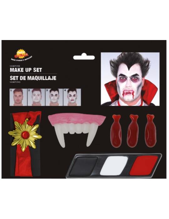 Zestaw do makijażu Wampir LUX 15874BZ Drakula Halloween zęby krew naszyjnik farbki
