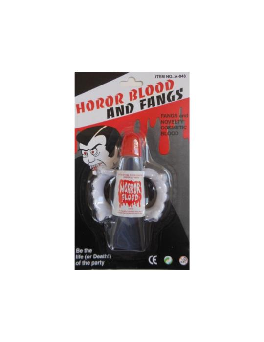 Zestaw Wampira zęby z Krwią Krew PT025 Zęby Drakuli Halloween Sztuczna