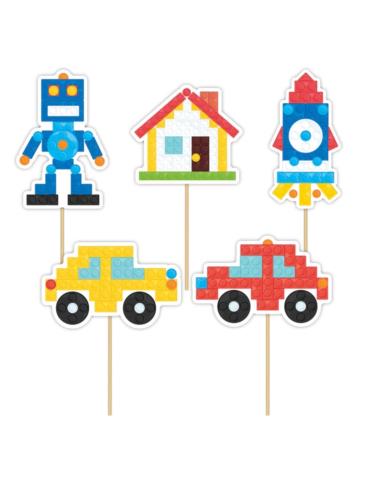 Toppery na tort Klocki 5szt 129463 Urodziny Grill Garden Party Piknik