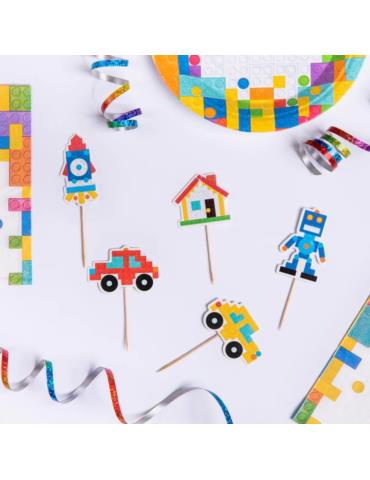 Toppery na tort Klocki 5szt 129463 Urodziny Grill Garden Party Piknik