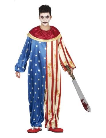 Strój Klaun Halloween Amerykański 77582 164/170 cm lat clown Horror USA patriota