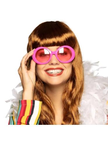 Okulary Lata 60te Różowe 02540R Muchy Hippie Hipisa Hipiski okrągłe