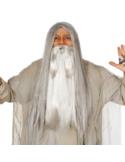 Peruka długa siwa z Brodą CP053 Mag Druid Czarodziej zestaw