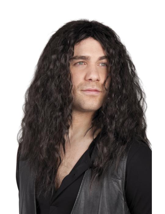Peruka Męska Czarna Długa 86411 Metal Rock Star