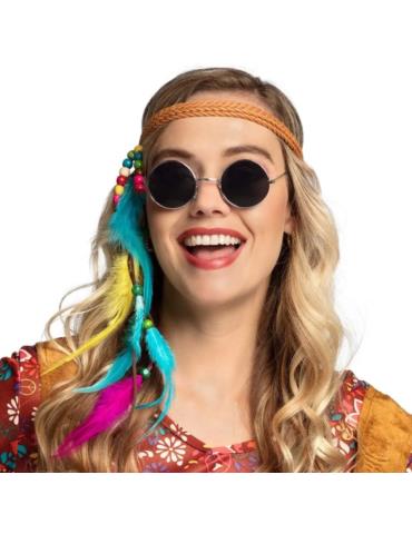 Okulary lenonki Czarne LUX 02498 hipisa lata 70-te dzieci kwiaty