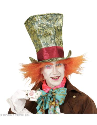 Cylinder Kapelusznika Szalonego 74990W Wysoki Kapelusz Alicja w Krainie Czarów z włosami