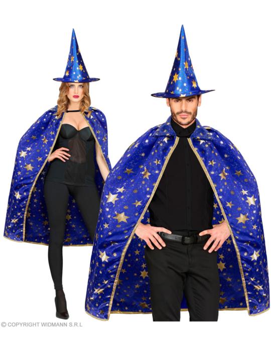 Ad Strój Czarodzieja Czarodziejki 15937W Zestaw Maga Wróżki Peleryna 85cm z Czapką Wróżka