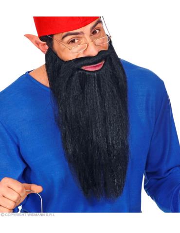 Broda długa czarna z wąsami Króla 01525W Krasnala Detektywa Skrzata Maga Pirata