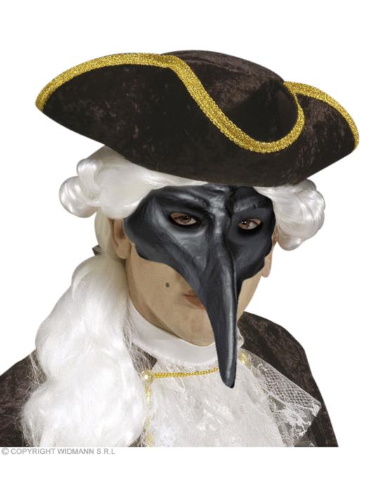 Maska Wenecka z Nosem czarna 46873W Ptaka Kruka z dziobem Plaga