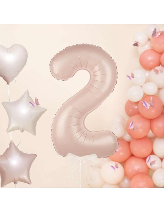 1 Balon foliowy Cyfra 2 Karmelowy 142028 Beżowy 100cm