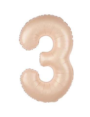 1 Balon foliowy Cyfra 3 Karmelowy 142035 Beżowy 100cm