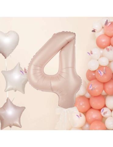 1 Balon foliowy Cyfra 4 Karmelowy 142042 Beżowy 100cm