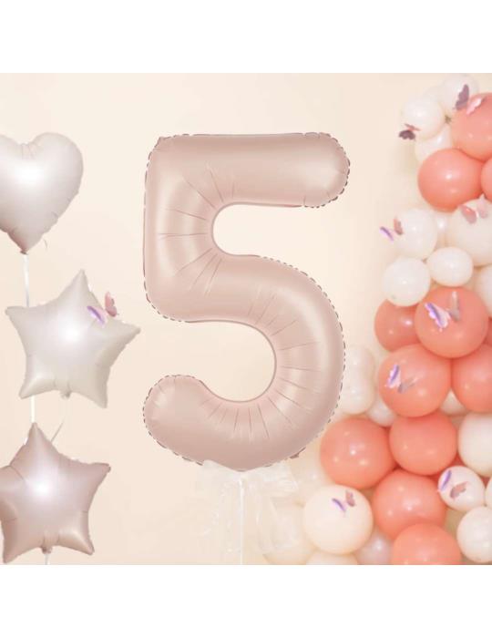 1 Balon foliowy Cyfra 5 Karmelowy 142059 Beżowy 100cm