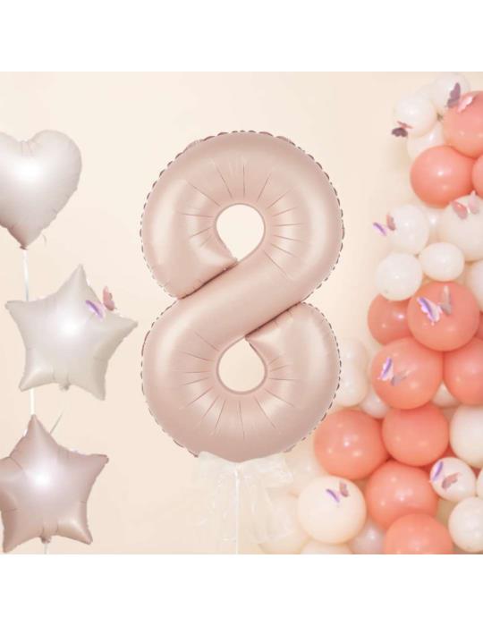 1 Balon foliowy Cyfra 8 Karmelowy 142080 Beżowy 100cm