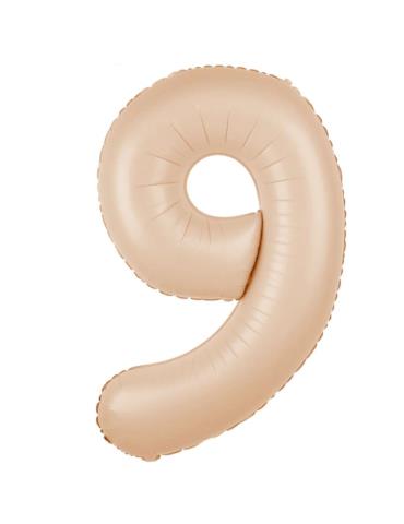 1 Balon foliowy Cyfra 9 Karmelowy 142097 Beżowy 100cm