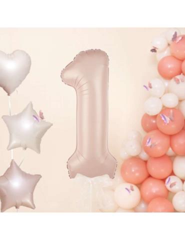 1 Balon foliowy Cyfra 1 Karmelowy 142011 Beżowy 100cm