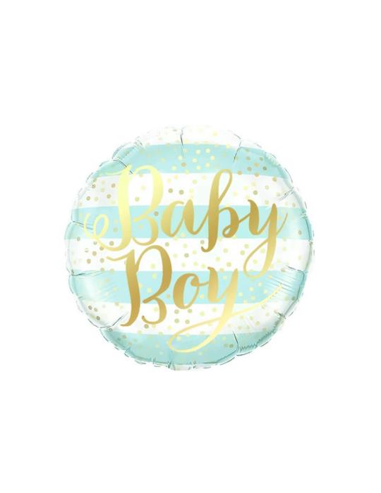 1 Balon foliowy Baby boy w paski 460208 Baby Shower dla chłopca 46cm