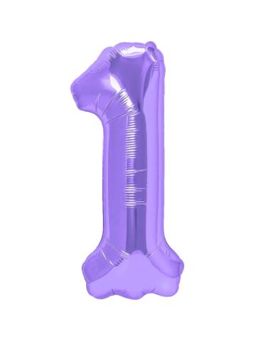 1 Balon foliowy Cyfra 1 Fioletowy 142110 Liliowy 100cm