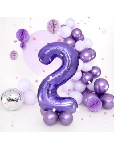 1 Balon foliowy Cyfra 2 Fioletowy 142127 Liliowy 100cm