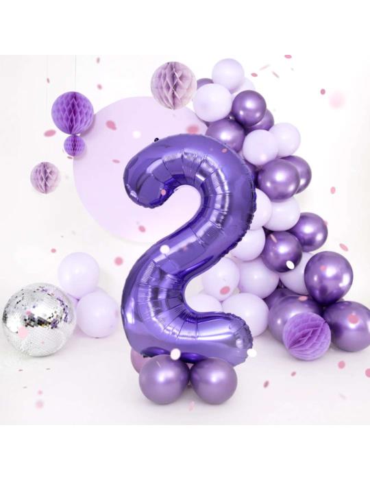 1 Balon foliowy Cyfra 2 Fioletowy 142127 Liliowy 100cm
