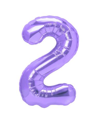 1 Balon foliowy Cyfra 2 Fioletowy 142127 Liliowy 100cm