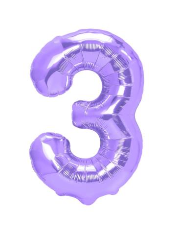 1 Balon foliowy Cyfra 3 Fioletowy142134 Liliowy 100cm
