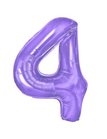 1 Balon foliowy Cyfra 4 Fioletowy 142141 Liliowy 100cm