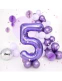 1 Balon foliowy Cyfra 5 Fioletowy 142158 Liliowy 100cm