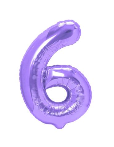 1 Balon foliowy Cyfra 6 Fioletowy 142165 Liliowy 100cm