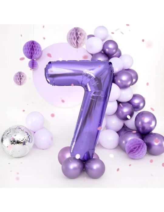 1 Balon foliowy Cyfra 7 Fioletowy 142172 Liliowy 100cm