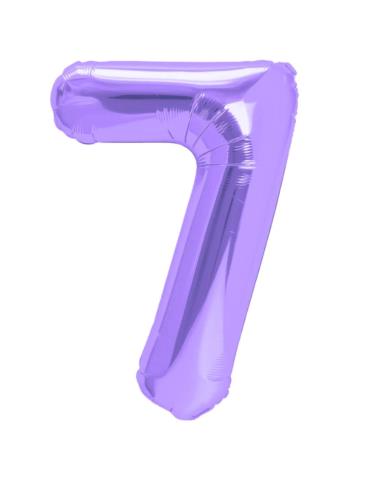 1 Balon foliowy Cyfra 7 Fioletowy 142172 Liliowy 100cm