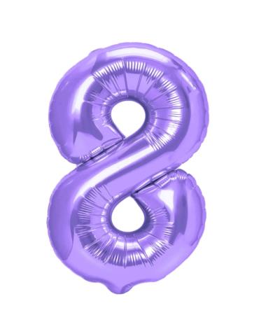 1 Balon foliowy Cyfra 8 Fioletowy 142189 Liliowy 100cm