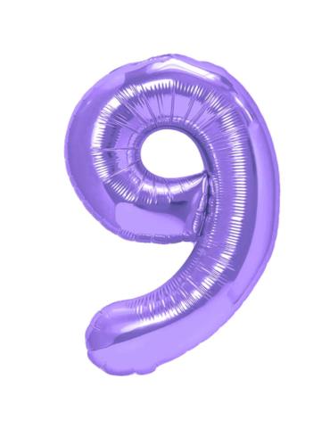 1 Balon foliowy Cyfra 9 Fioletowy 142196 Liliowy 100cm