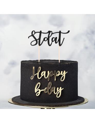 1 Topper na tort Sto Lat czarny 144602 napis brokatowy