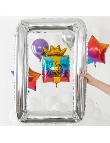 1 Balon foliowy Ramka srebrna 400364 fotobudka 87x72cm