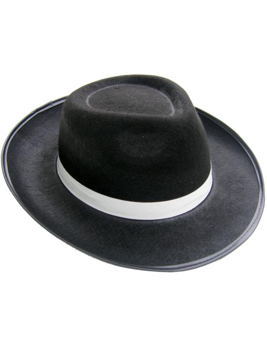 Kapelusz Al Capone CC208 Czarny + Biały Pasek gangster boss mafia prohibicja