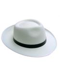 Kapelusz Al Capone CC028 Biały + Czarny Pasek prohibicja lata 20-te gangster mafia