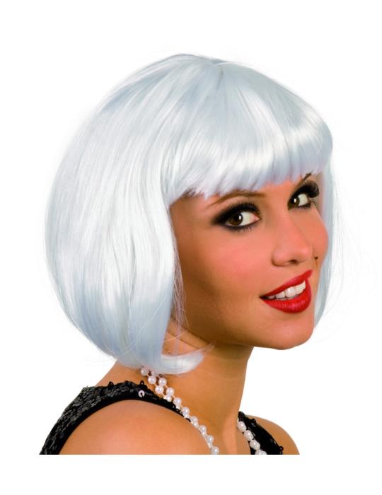 Peruka Krótka Biała z Grzywką CP039