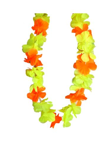 Kwiaty Hawajskie Żółte Pomarańcz PT073 Naszyjnik hawajski wieniec Aloha