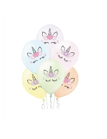 Balony jednorożec pastelowe 6szt 400827 z nadrukiem 12 cali