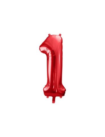 Balon foliowy Cyfra 1, 86cm, czerwony