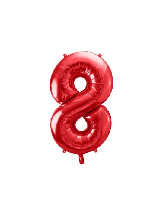 Balon foliowy Cyfra 8, 86cm, czerwony