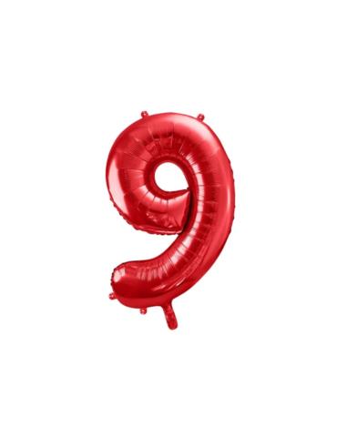 Balon foliowy Cyfra 9, 86cm, czerwony