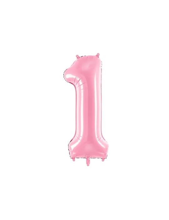 Balon foliowy Cyfra ""1"", 86cm, różowy