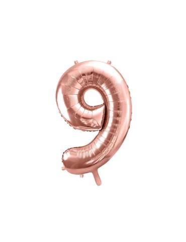Balon foliowy Cyfra ""9"", 86cm, różowe złoto FB1M-9-019R