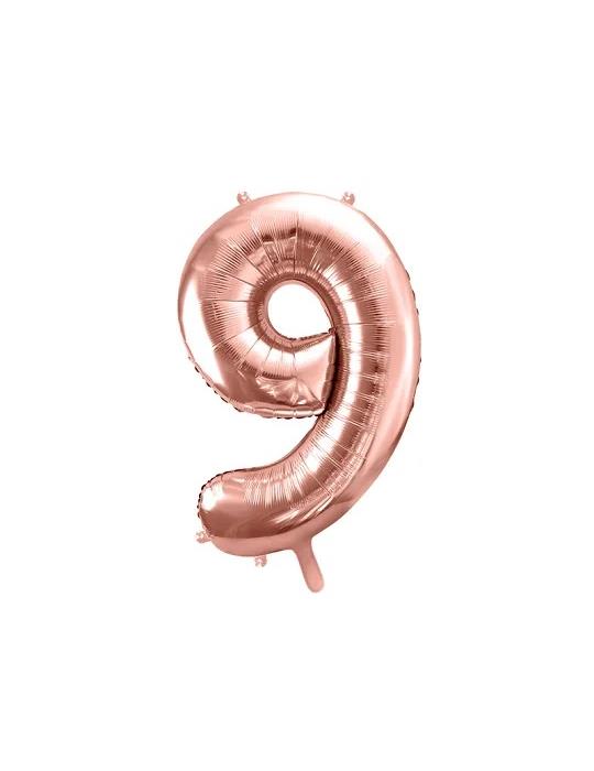Balon foliowy Cyfra ""9"", 86cm, różowe złoto FB1M-9-019R