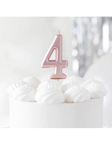 1 Świeczka Cyfra 4 Różowe Złoto 420255