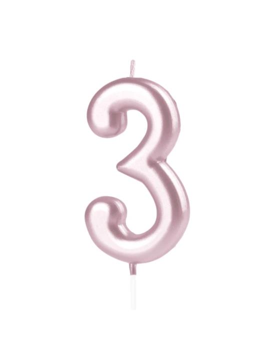 1 Świeczka Cyfra 3 Różowe Złoto 420254 rose gold urodziny