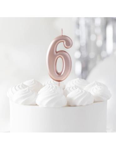 1 Świeczka Cyfra 6 Różowe Złoto 420257 rose gold urodzinowa